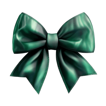 Emerald green satin bow tie on transparent background png