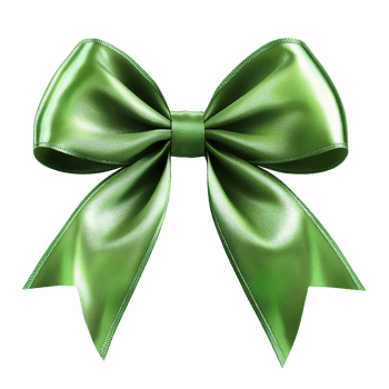 Stylish Green Satin Bow Isolated on Transparent Background png