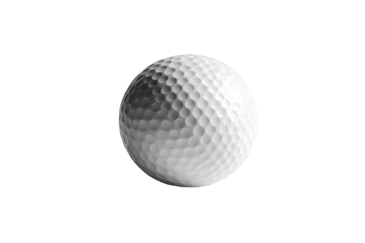 Close-up view of a textured white golf ball on a solid background showcasing its dimples and smooth surface png