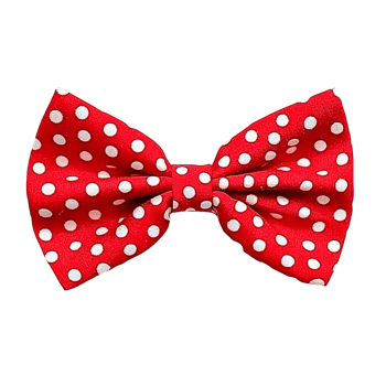 Bright Red Bow Tie with White Polka Dots Isolated on Transparent Background png