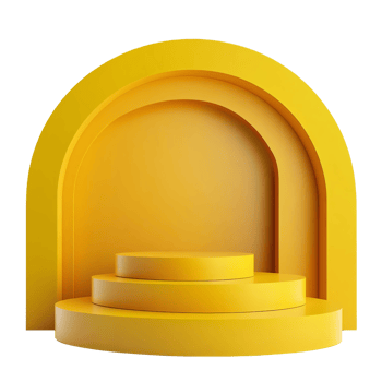Yellow circular product display stand on transparent background png