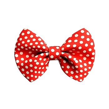 Red bow tie with white polka dots on transparent background png