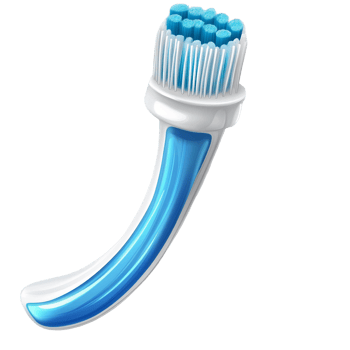 Blue and white toothbrush head isolated on transparent background png