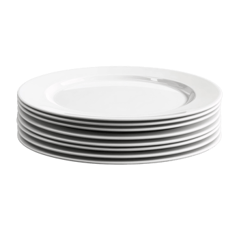 Elegant Stack of White Plates on Transparent Background png