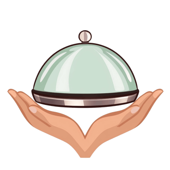 Restaurant cloche held in hands on transparent background png