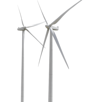 White wind turbines on transparent background png