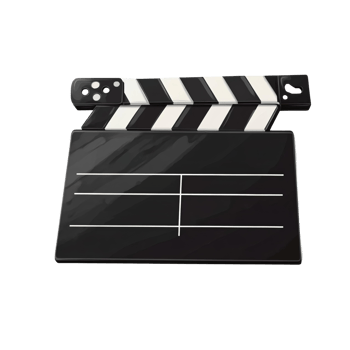 Clapperboard movie slate on transparent background png