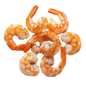 Shrimp cooked seafood group on transparent background png