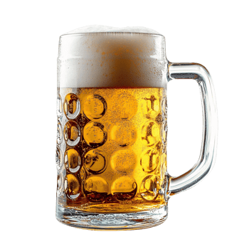 Beer mug with foamy beer on Transparent Background png