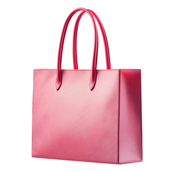Pink leather tote bag with double handles on Transparent Background png