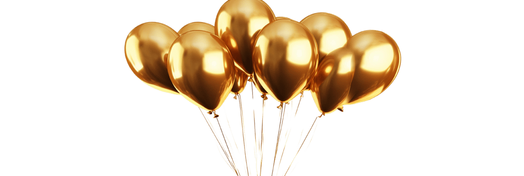 Gold balloons bunch on transparent background png