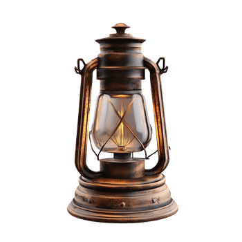 Antique oil lamp with led light on Transparent Background png