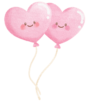 Cute Heart balloons couple Hand drawn Crayon painting isolated illustration for Days of love Valentine's day Romantic decorated png