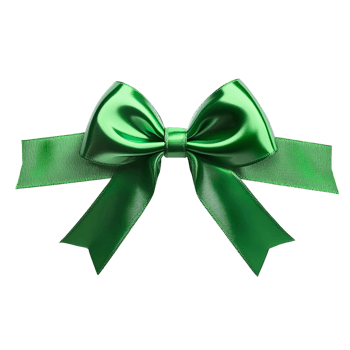 Shiny Green Satin Gift Bow on Transparent Background png