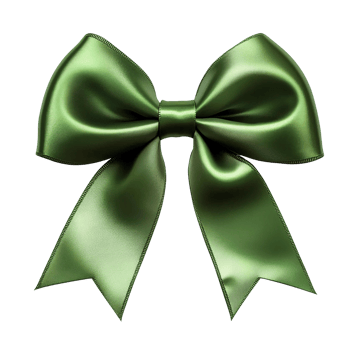 Green Satin Bow Isolated on Transparent Background png