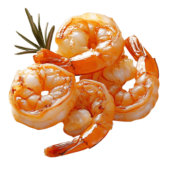 Cooked shrimp with rosemary on transparent background png