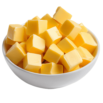 Butter Cubes in White Ceramic Bowl on Transparent Background png