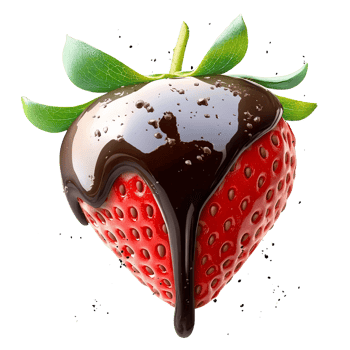 Chocolate covered strawberry with dripping glaze on transparent background png