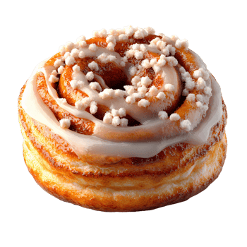 Sweet cinnamon roll with icing and sugar topping Oyster mushrooms cluster on transparent background png