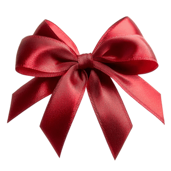 Red satin bow on transparent background png
