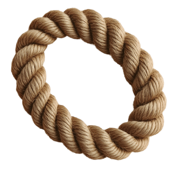 Thick twisted hemp rope circle on transparent background png