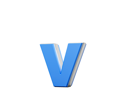 Blue Small Letter v Alphabet v Gleams With Its Sleek Modern Design With Sharp Edges 3D Illustration png