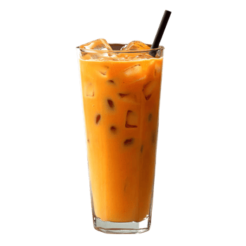 Iced tea in tall glass with ice cubes on transparent background png
