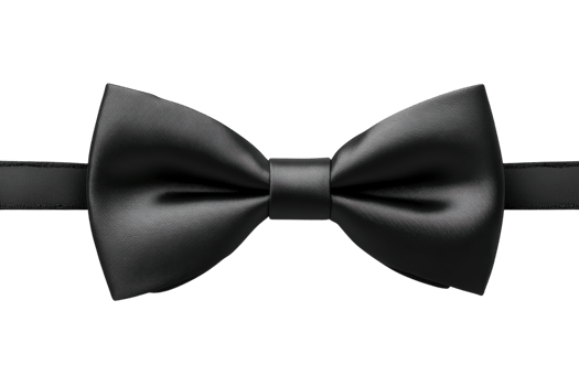 Elegant black bowtie displayed on a white background, perfect for formal occasions and special events png