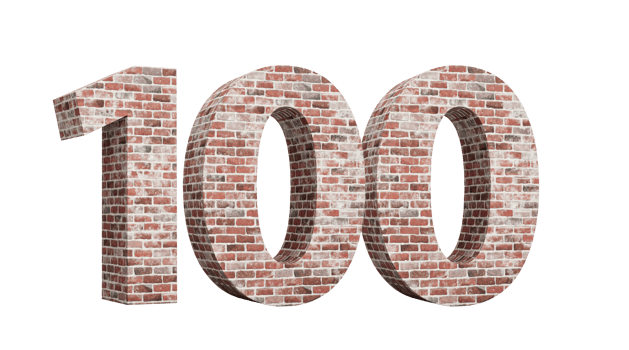 Number Hundred 100 Digit Made Of Old Grunge Texture Wall Of Bricks 3D Illustration png