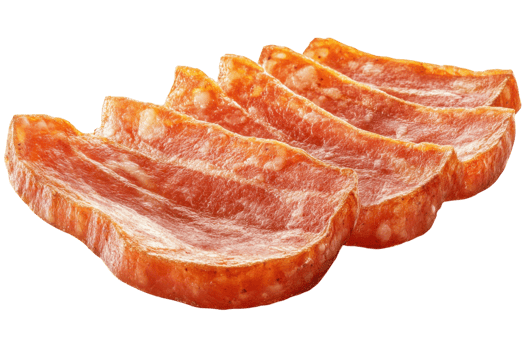 Deliciously sliced cured meat ideal for sandwiches, charcuterie boards, or snacking at home or gatherings png