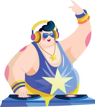 Dj character illustration in flat style vector