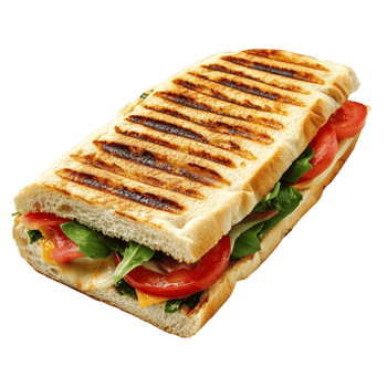 A grilled cheese sandwich with tomatoes and spinach png