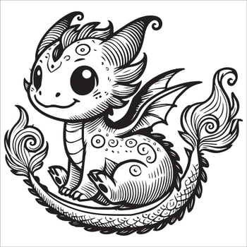 Cute Baby Dragon Design with Tail vector