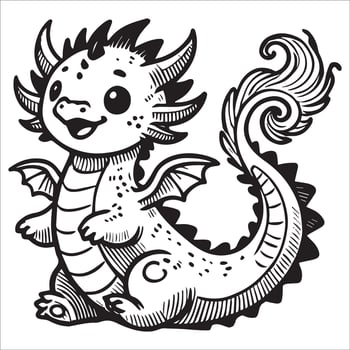 Baby Dragon and Moon Silhouette vector