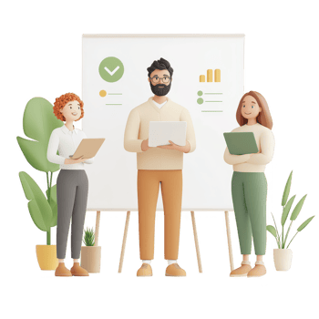 Team collaborating on business strategy in a modern office environment. png