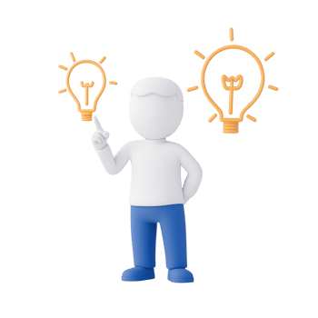 A character representing creativity and innovation with lightbulbs. png