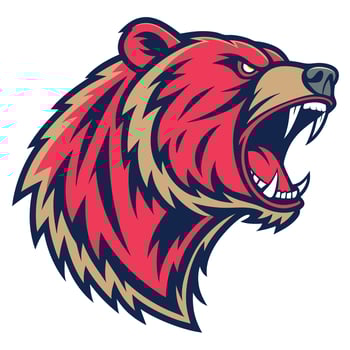 the head of a bear is shown with its mouth open vector