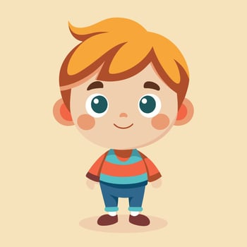a cartoon boy with orange hair and blue eyes vector