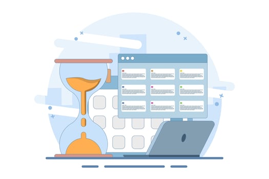 Planning concept Time management, schedule, deadline, planner, planning and organizing. Time organization efficiency. Project team work schedule. Good business process. Flat illustration vector