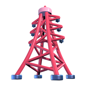 High Voltage Power Line Tower 3D Illustration Icon png