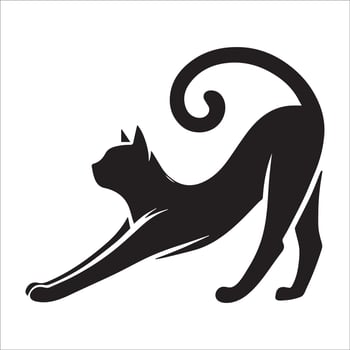 Silhouette of a Stretching Cat with Long Body vector