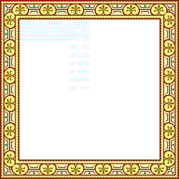 square colored border, frame, Pompeii. Rectangle Neopolitan ornament. Art of Ancient Rome. Template for stained glass vector