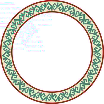 colored round Kazakh national ornament. Ethnic pattern of the peoples of the Great Steppe, Mongols, Kyrgyz, Kalmyks, Buryats. circle, frame border. vector