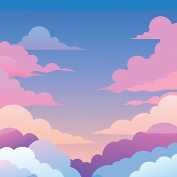 anime sky pastel color gradient pink and blue cloud soft white blue light vector