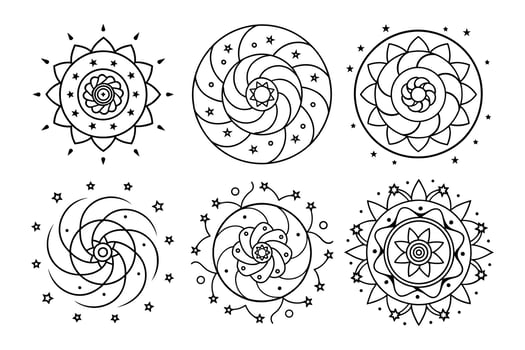 Cosmic Star Mandala Collection for Relaxation and Creativity vector