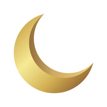 golden crescent icon symbol islamic design vector