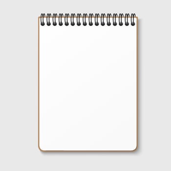 Notepad with a horizontal spring spiral. Notebook with a blank white sheet. vector