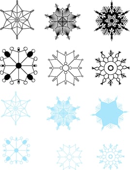 Snowflake Icon graphic line set. Merry Christmas snow flake design, Editable Stroke Icon. Simple black line icons snow, Seamless snowflake set Icons. vector