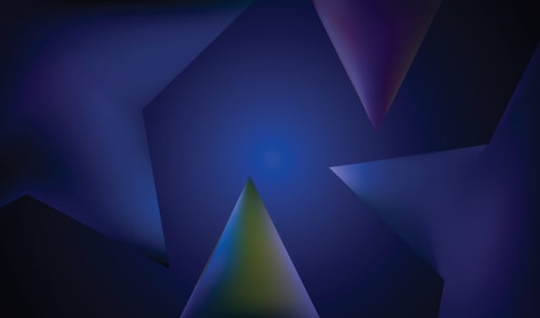 abstract geometric shapes, triangles and polygons, dark blue background, neon yellow highlights, 3D rendering vector