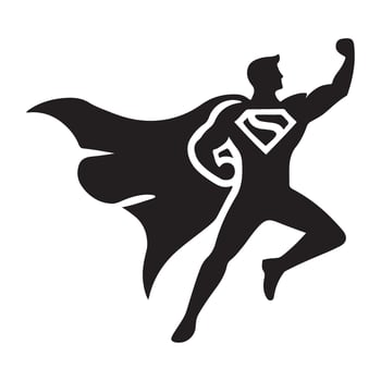 Superman Silhouette Illustration Black Superhero Icon vector